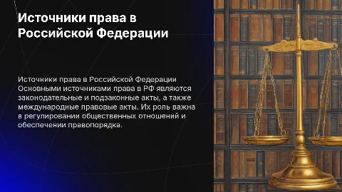 Источники права: Законодательные и международные акты РФ
