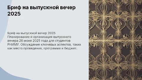 Бриф по проведению выпускного вечера РНИМУ 2025