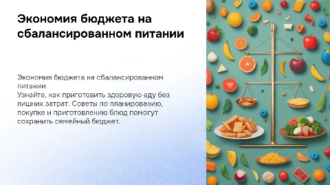 экономия семейного бюджета при приготовлении сбалансированной пищи