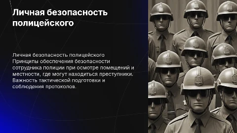 Обеспечение личной безопасности полицейского при осмотре