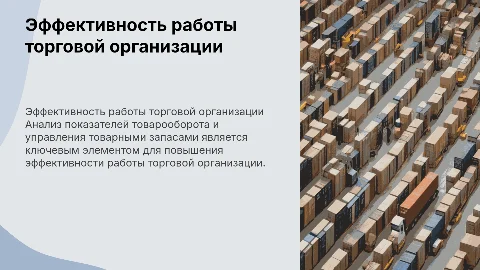Показатели эффективности работы торговой организации