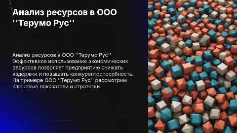 Анализ эффективности использования ресурсов в ООО "Терумо Рус"