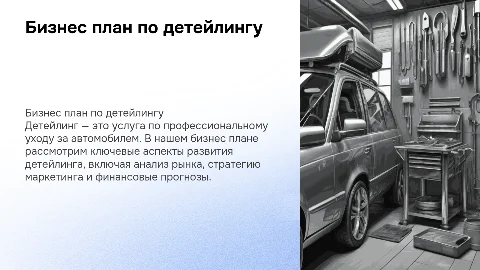 Бизнес план по теме Детейлинг