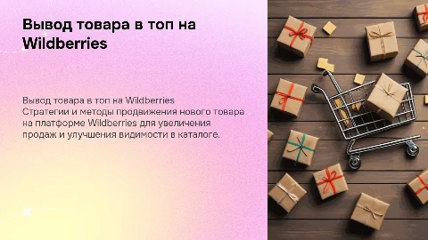 вывод в топ нового товара на Вайлдбериз