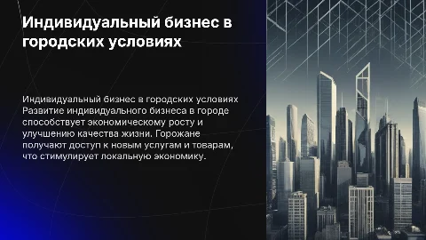 индивидуальный бизнес для города
