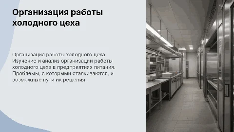 Изучение работы холодного цеха в предприятиях питания