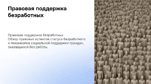 Правовая организация безработного и социальная поддержка