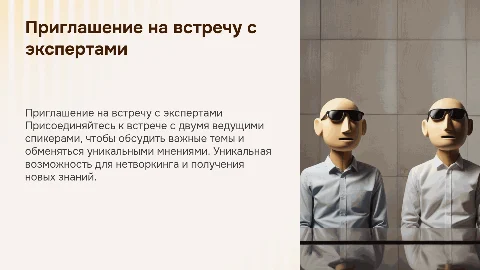 Слайд приглашение на встречу с двумя спикерами