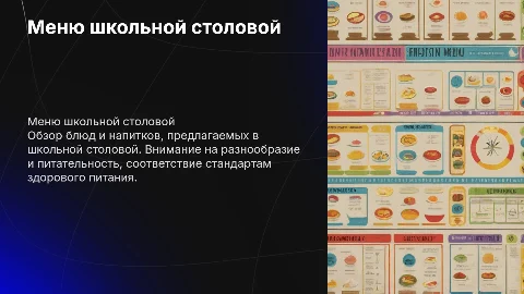 Меню школьной столовой