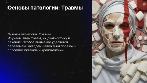 Презентация по основам патологии: травмы и их лечение