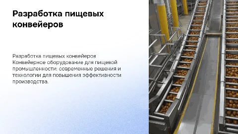разработка и изготовление пищевого конвейрного оборудование