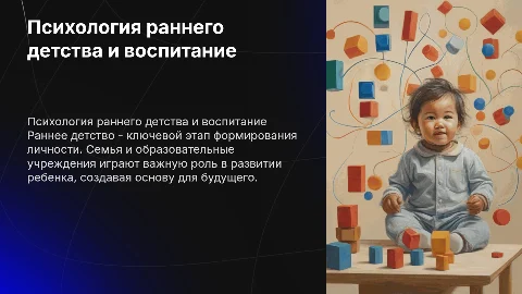 Психологическая характеристика раннего детства и воспитание