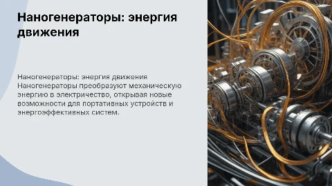 Наногенераторы для преобразования механической энергии в электричество