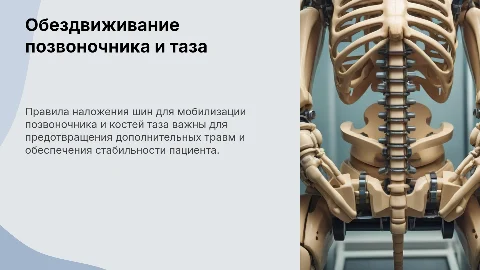 Правила наложения шин для обездвиживания позвоночника и костей таза