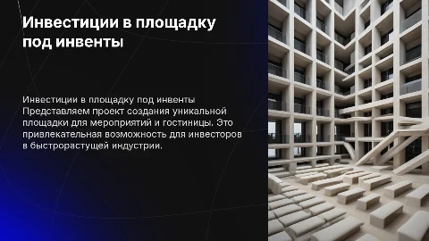 Презентация для инвесторов по проекту создания площадки