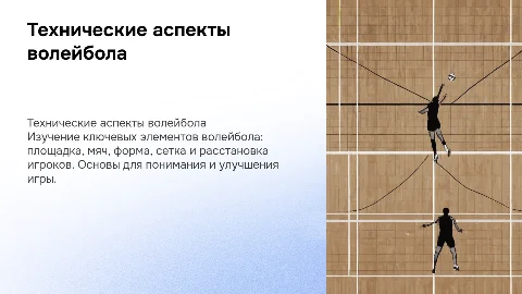 Волейбол: техническая часть площадки, мяча и игроков