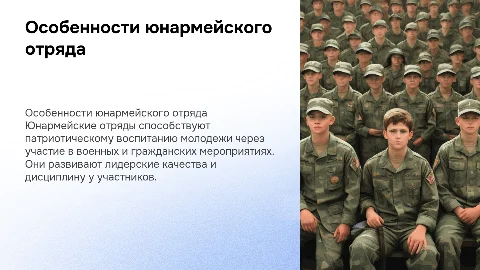 Особенности функционирования юнармейского отряда