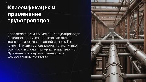 классификация и применение трубопроводов