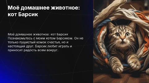 Моё домашнее животное кот Барсик