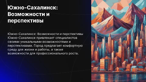 презентация южно-сахалинска для привлечения кадров