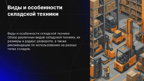 Презентация с фото про виды складской техники и её габариты