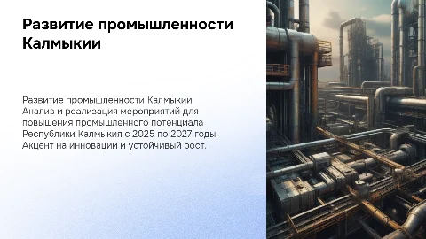 Реализация плана мероприятий по развитию промышленности Калмыкии