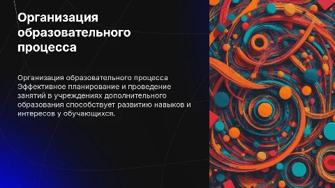 Организация образовательного процесса в дополнительном образовании