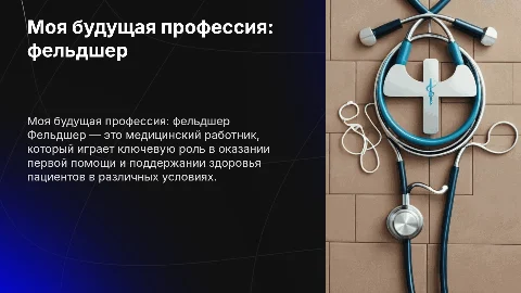 Презентация на тему моя будущая профессия фельдшер