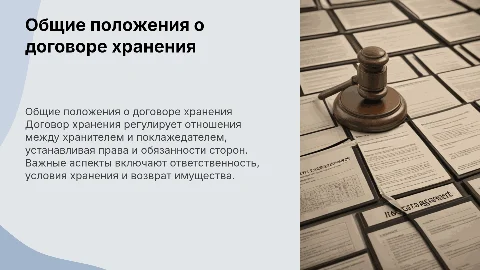 Общие положения о договоре хранения
