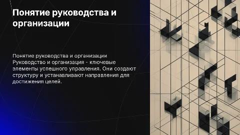 Понятие руководства и организации