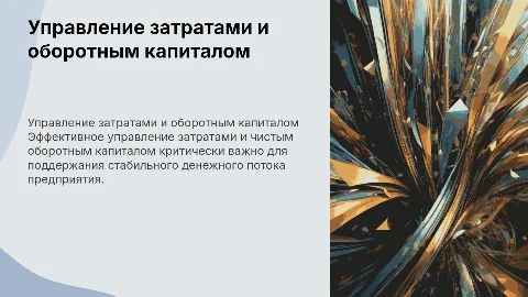 Управление затратами предприятия и чистый оборотный капитал