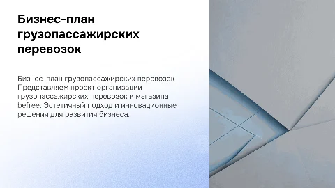 Бизнес-план грузопассажирских перевозок и магазина befree