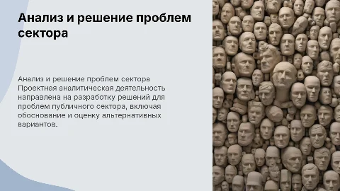 Разработка решения проблемы публичного сектора: проектная аналитика
