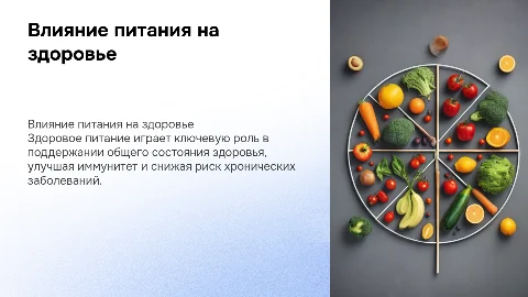 Тема- здоровое питание (влияние питания на здоровье)