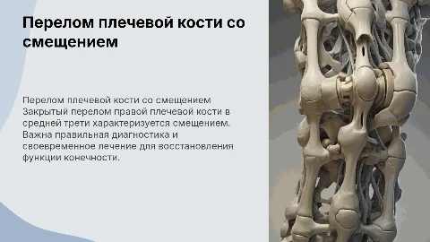 Закрытый перелом правой плечевой кости в средней трети со смещением
