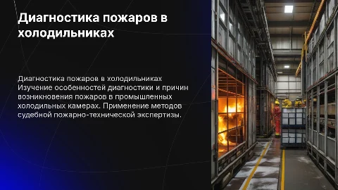 Диагностирование механизма возникновения пожара в холодильных камерах
