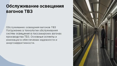 Технология обслуживания систем освещения вагонов ТВЗ