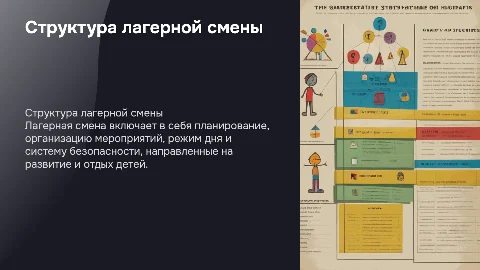 Охарактеризуйте структуру лагерной смены