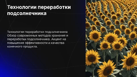 Технология хранения и переработки подсолнуха