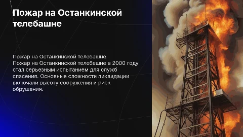 Пожар на Останкинской телебашне: проблемы ликвидации