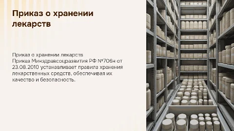 Приказ Минздравсоцразвития РФ о хранении лекарств