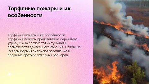 ТОРФЯНЫЕ ПОЖАРЫ И ИХ ОСОБЕННОСТИ. ТУШЕНИЕ ТОРФЯНИКОВ