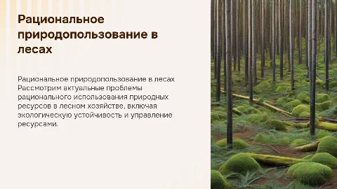 проблемы рационального природопользования в лесном хозяйстве