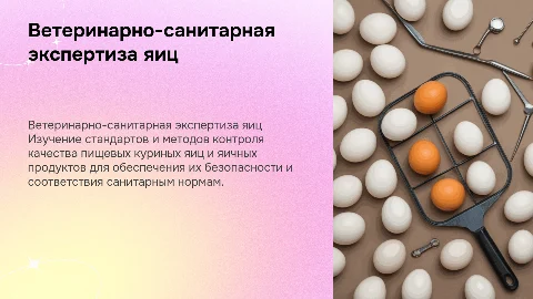 Ветеринарно-санитарная экспертиза пищевых куриных яиц