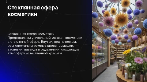Нарисовать стеклянную сферу: концепция магазина косметики