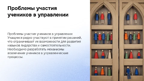 Неэффективное участие учащихся в принятии решений школы
