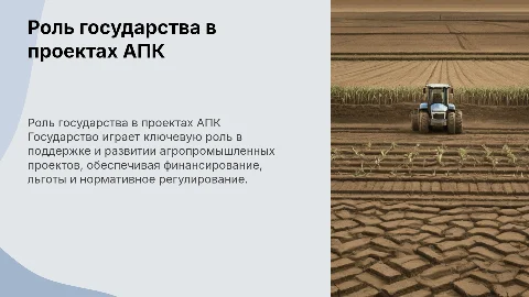 роль государства в реализации проектов апк