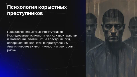 Психологические особенности личности корыстных преступников
