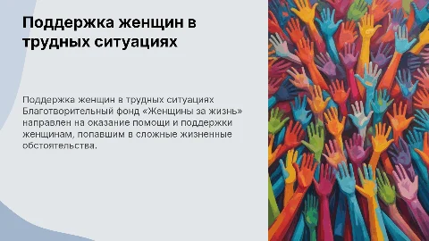 Презентация для Благотворительного Фонда «Женщины за жизнь»