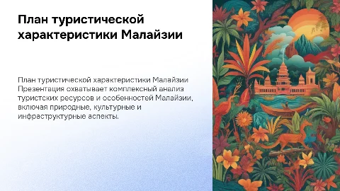 План комплексной туристской характеристики страны Малайзия